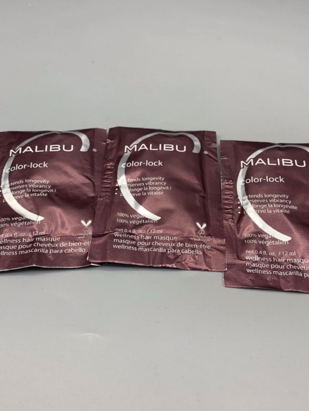Lot 3 Malibu C - Color Lock treatment packets.  12 ml each treatment